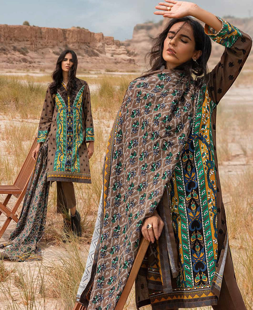 Gul Ahmed Winter Collection 2021 · 3 PC Khaddar Suit with Cotton Linen Dupatta – CV-12011