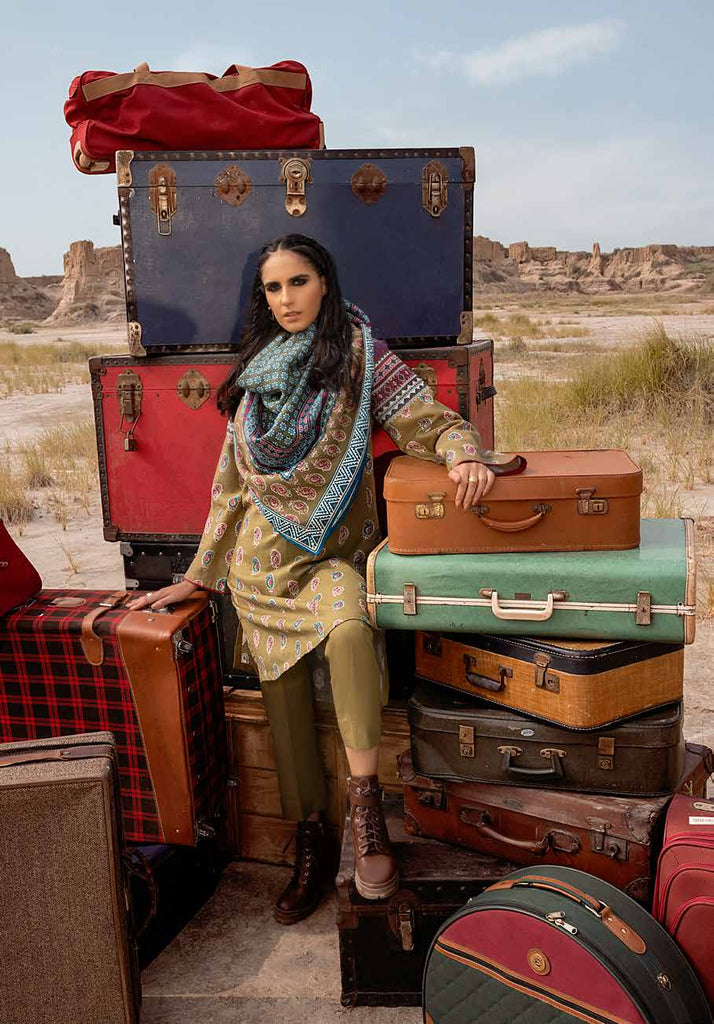 Gul Ahmed Winter Collection 2021 · 3 PC Khaddar Suit with Cotton Linen Dupatta – CV-12012