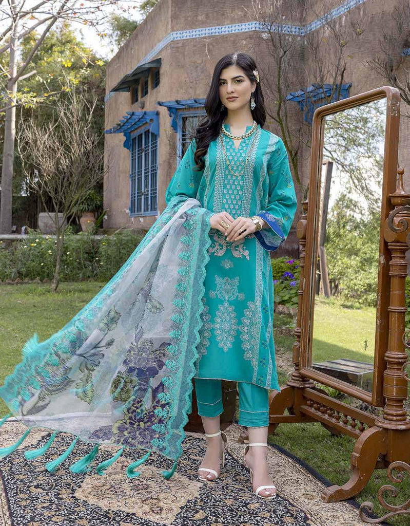 Charizma Aniiq · Printed Lawn Suit with Embroidered Organza Net Dupatta – ANS-14
