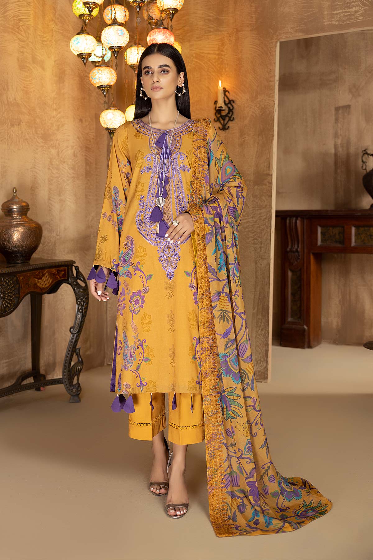 Charizma Unstitched Pakistani Lawn Suit With Chiffon Dupatta – Stilento
