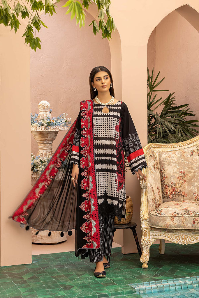 Charizma Combinations · Embroidered Lawn Suit With Embroidered Chiffon Dupatta – CCS-23