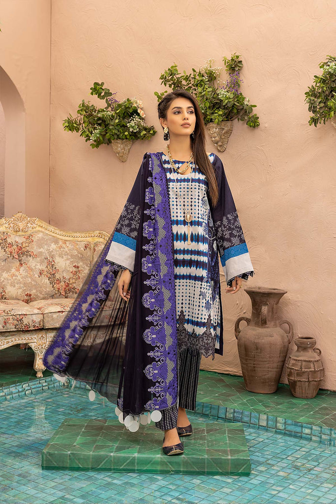 Charizma Combinations · Embroidered Lawn Suit With Embroidered Chiffon Dupatta – CCS-27