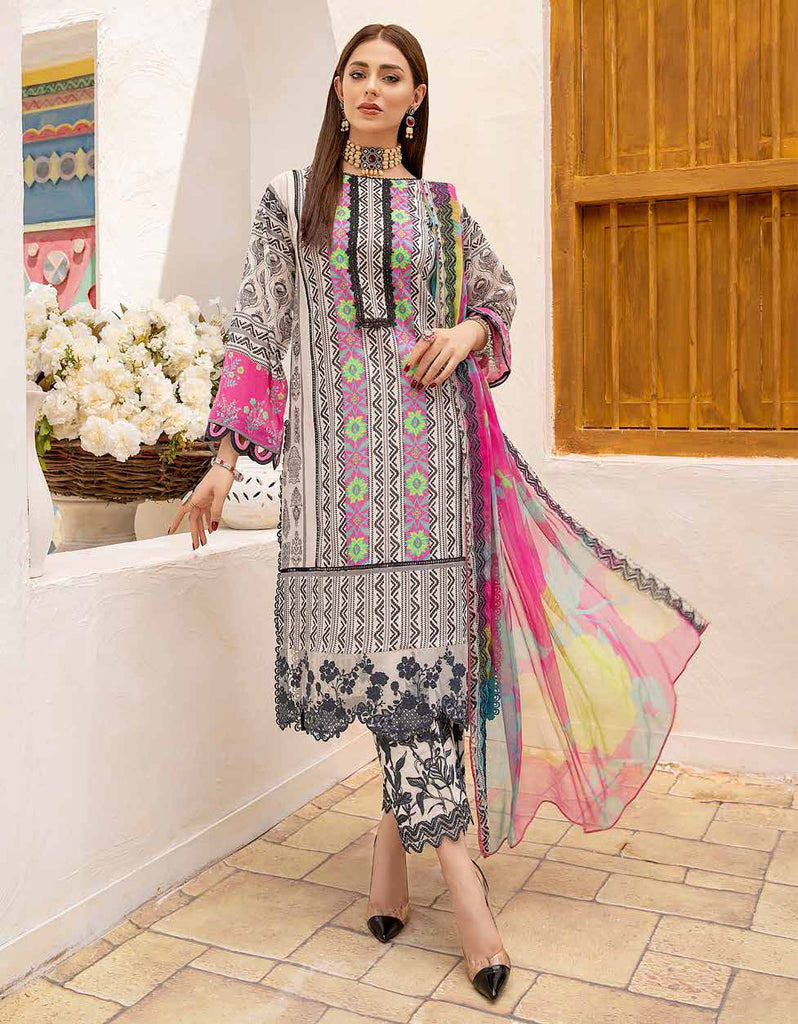 Charizma Combinations · Printed & Embroidered Lawn Collection with Embroidered Dupatta – DN-3