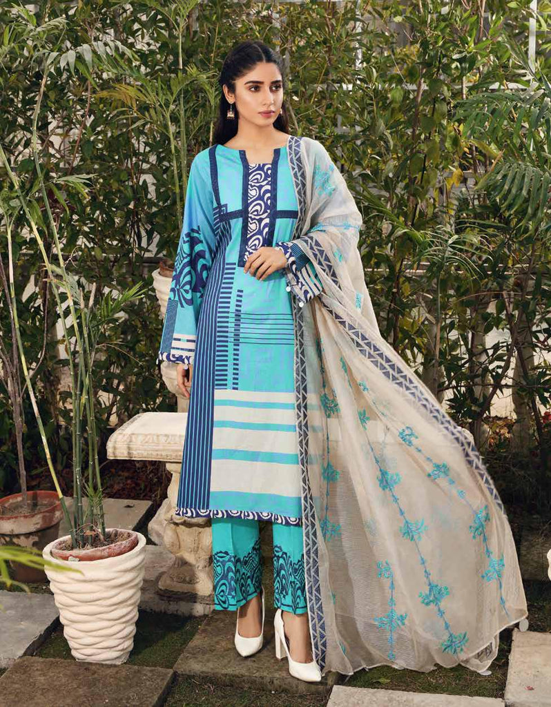 Charizma Combinations · Printed & Embroidered Lawn Collection with Embroidered Dupatta – DN-4