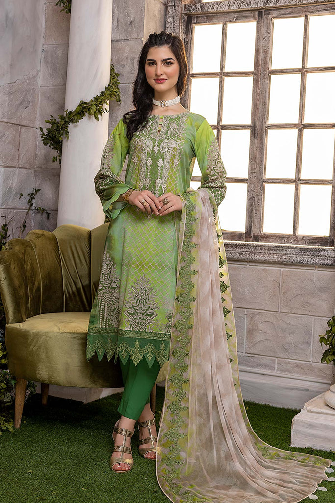 Charizma Combinations · Embroidered Lawn Suit with Printed Chiffon Dupatta – CCS-12