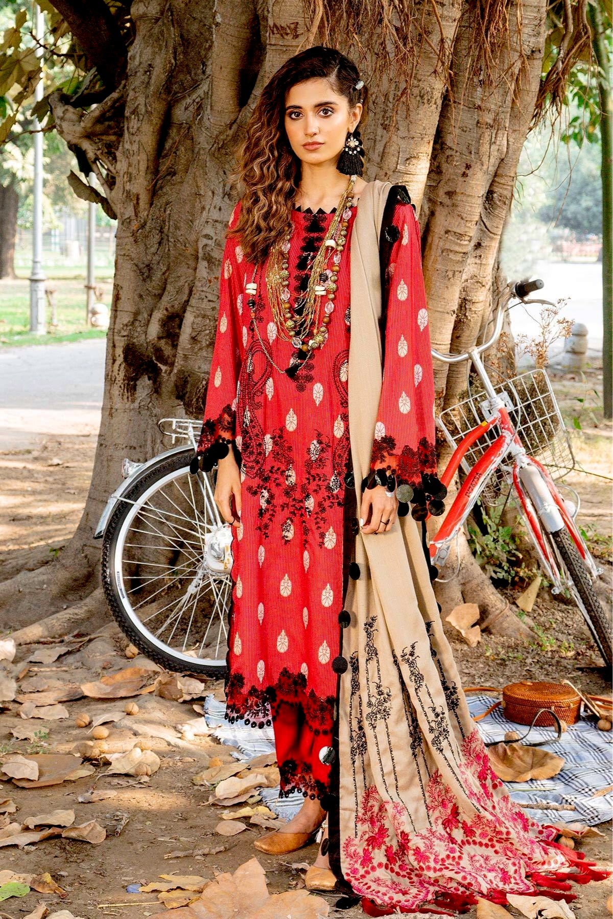 embroidered masoori dress with jamawar trouser Heavy Embroidered Masuri Kurta Palazzo Indian & Pakistani Suit, Masuri / Beige / XS(34)