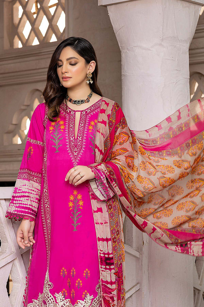 Charizma aniiq · Embroidered Lawn Suit With Embroidered Chiffon Dupatta – ANS-19