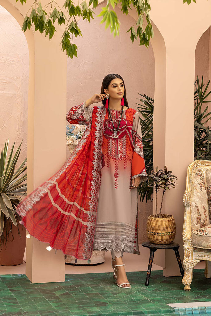 Charizma aniiq · Embroidered Lawn Suit With Embroidered Chiffon Dupatta – ANS-26