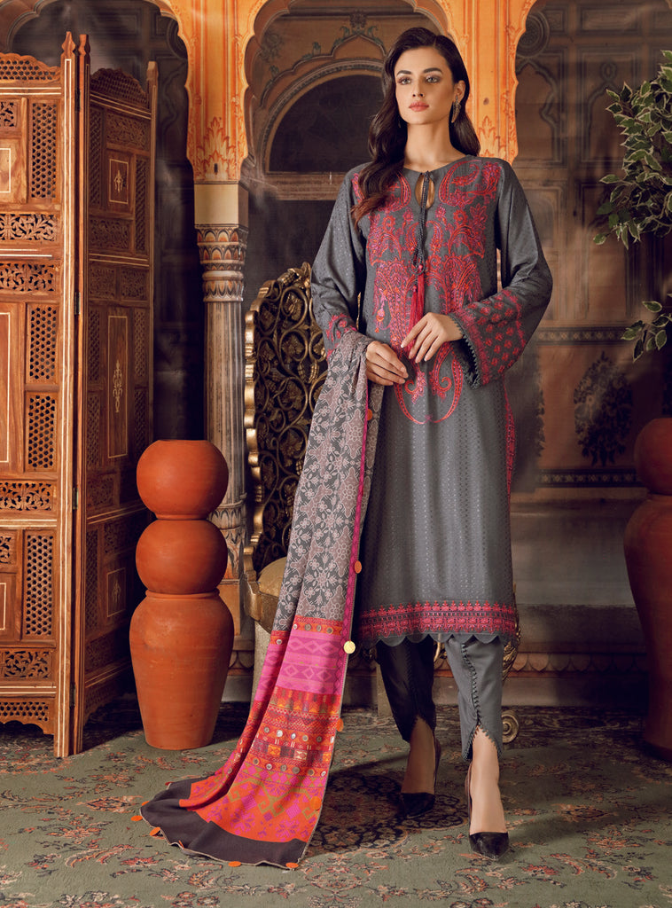 Charizma Embroidered Marina Ikkat with Pashmina Shawl – CMI-03