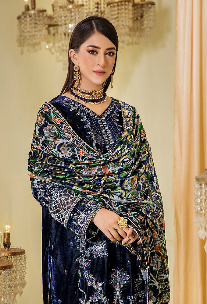 Adan's Libas Navy Blue Velvet Pakistani Suit - Chapter 2-5381 | Embroidered Party Wear YourLibaas Adan's Libas Navy Blue Velvet Pakistani Suit - Chapter 2-5381 | Embroidered Party Wear YourLibaas