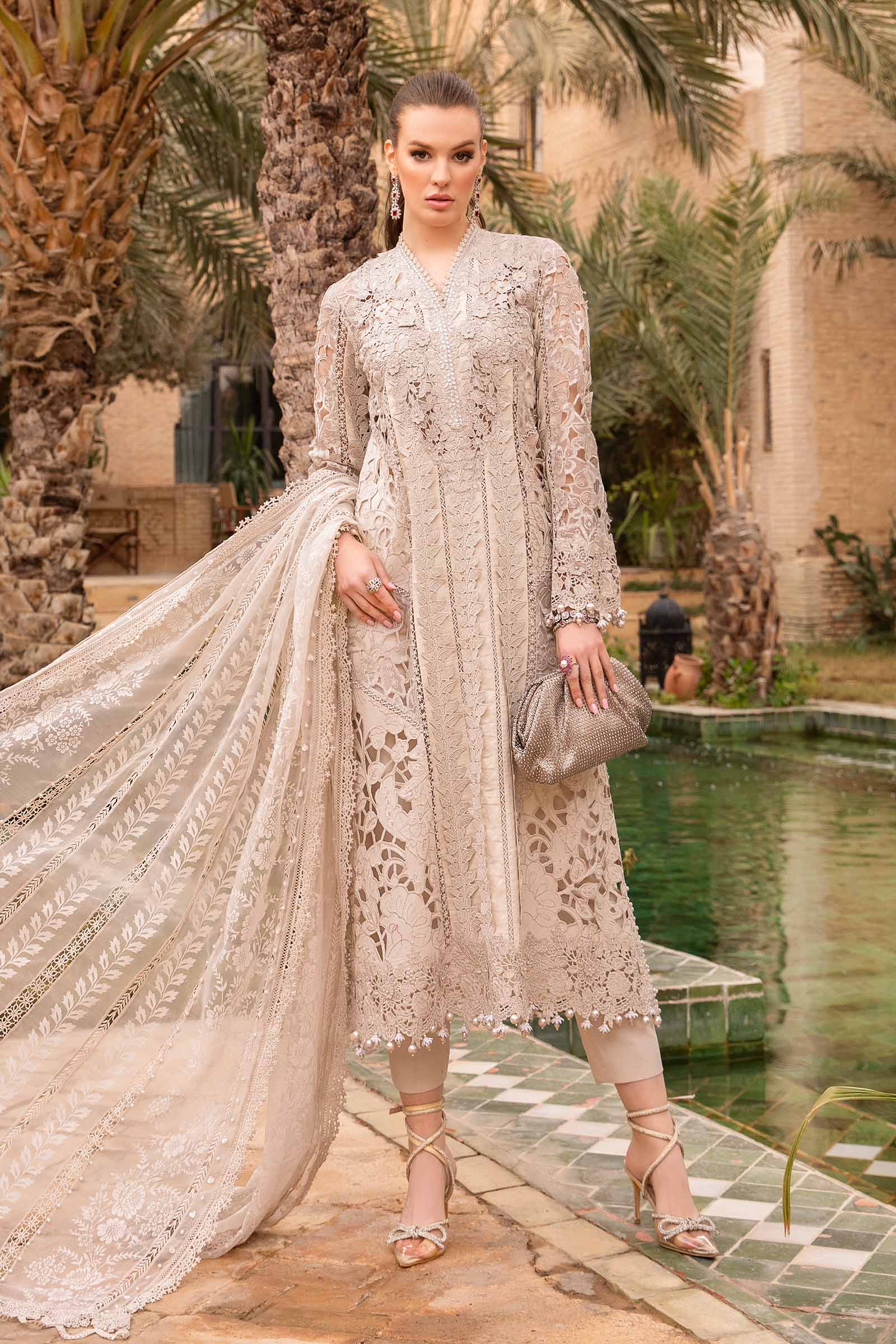 maria b dress design 2024 Maria B Luxury Linen Nuur Designs