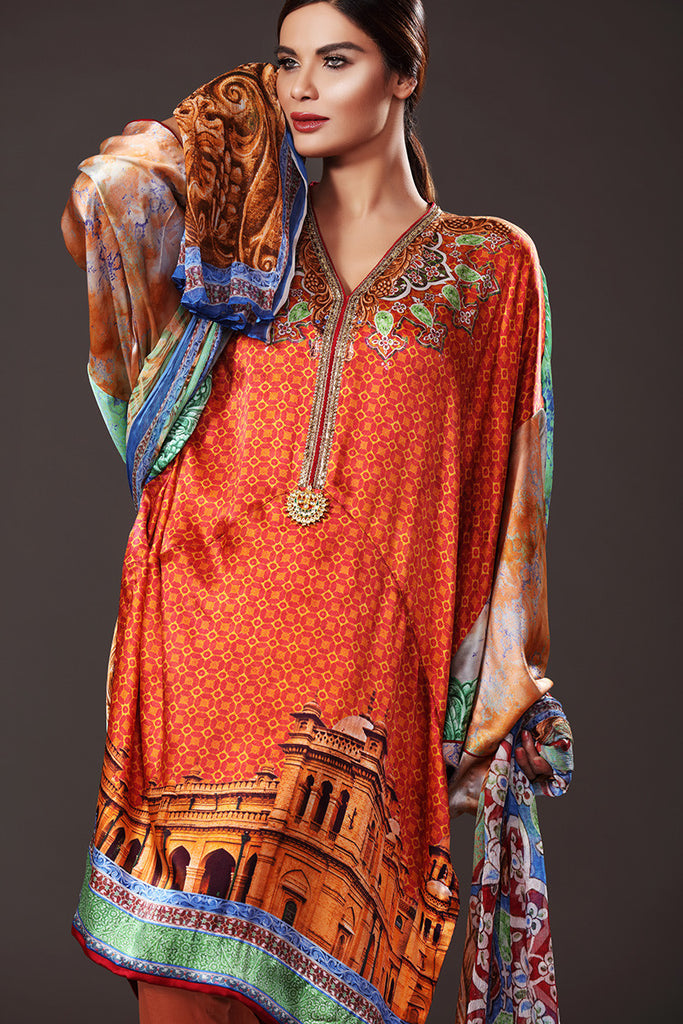 Gul Ahmed Lamis Digital Silk Collection DGS-49 - YourLibaas
 - 1