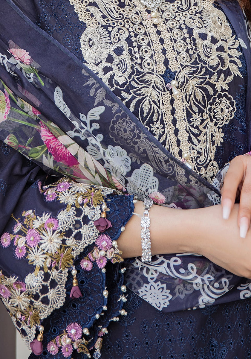 Elaf Festive Chikankari Collection 2022 EFC 5 Blue Bird YourLibaas