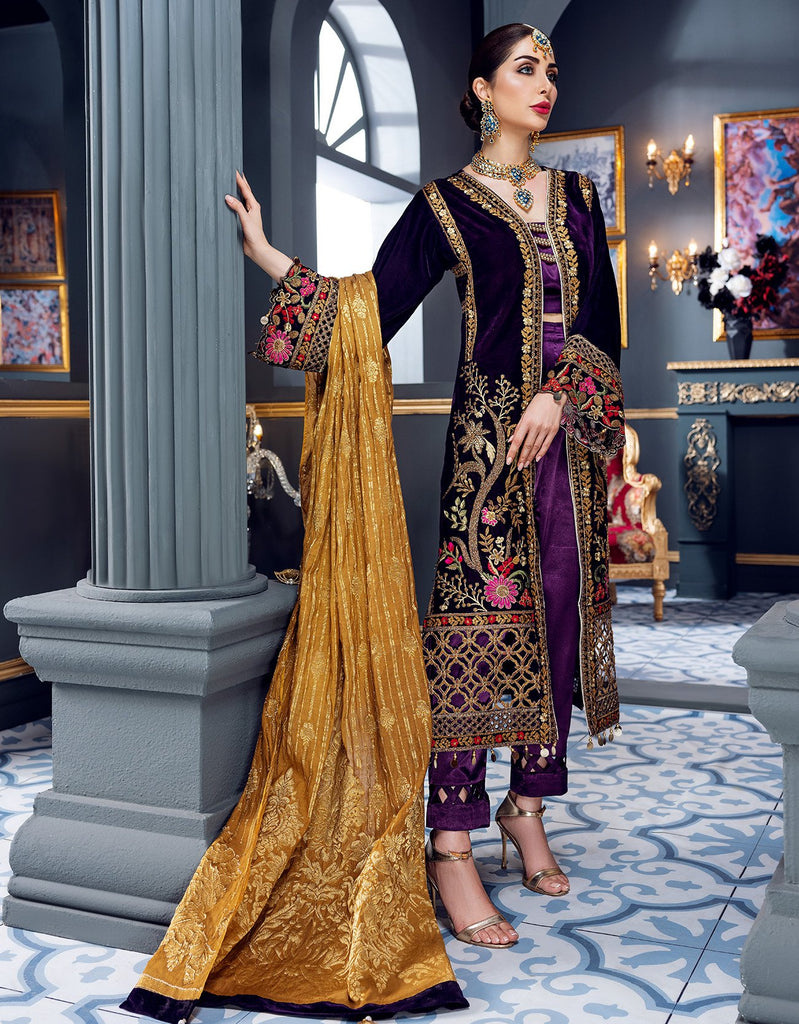 Emaan Adeel Makhmal Luxury Velvet Collection – Sheer magenta (MKH 6 ...