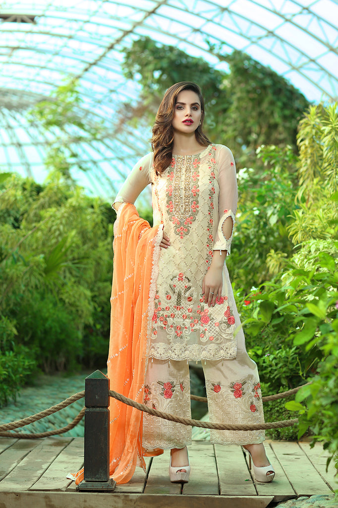 Rangreza Embroidered Chiffon Collection by Emaan Adeel – Glided Orchid