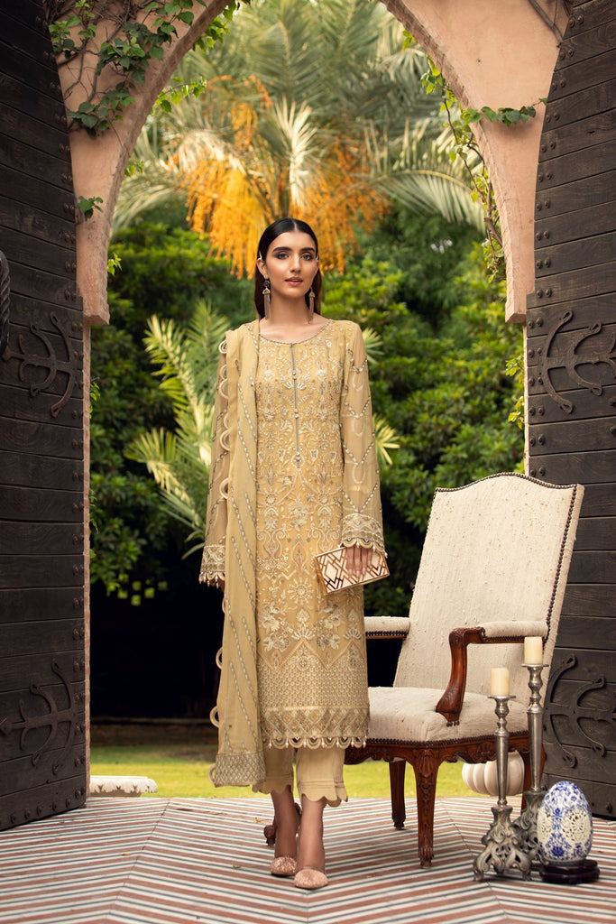 Farasha Embroidered Chiffon Collection – Sepia