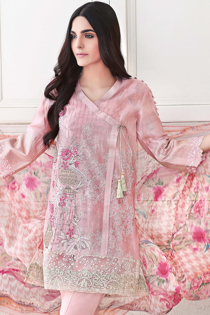 Gul Ahmed Luxury Festive Eid Collection - Baby Pink 3 Pc Silk Net Embroidered FE-44
