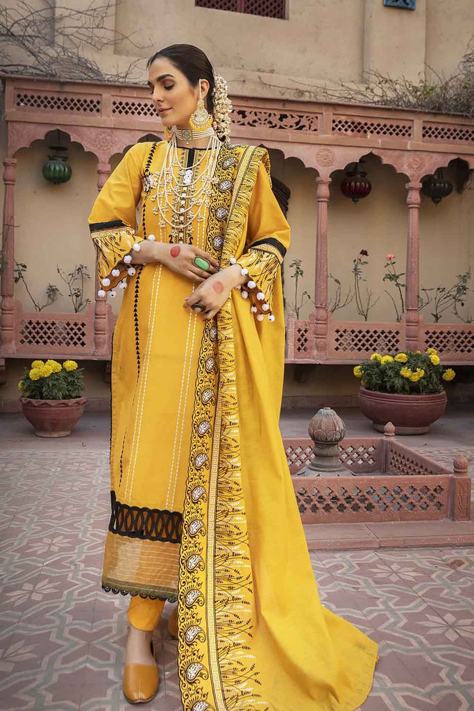 Gul Ahmed Eid Collection  – Embroidered Luxury Cotton Suit with Meshuri Dupatta FE-22010