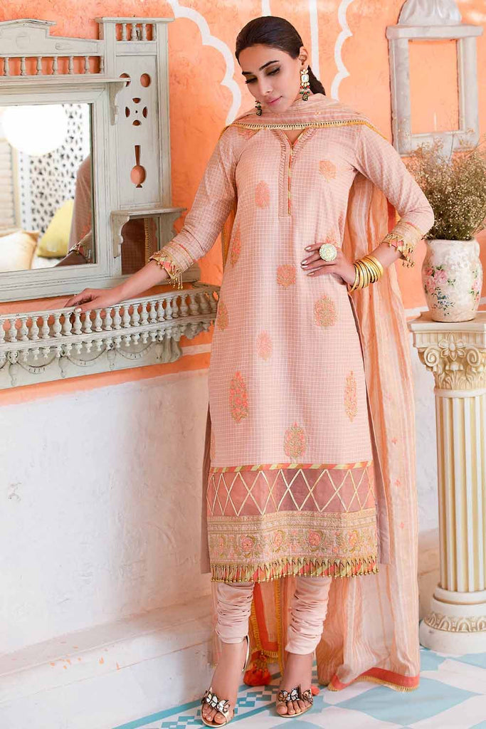 Gul Ahmed Festive Eid-ul-Adha Collection – 3PC Lacquer Embroidered Suit with Yarn Dyed Dupatta FE-12033