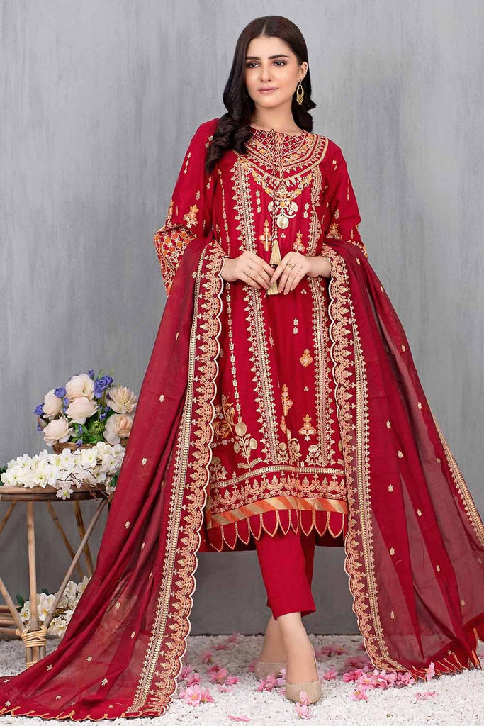 Gul Ahmed Festive Eid-ul-Adha Collection – 3PC Lawn Embroidered Suit with Yarn Dyed Dupatta FE-12245