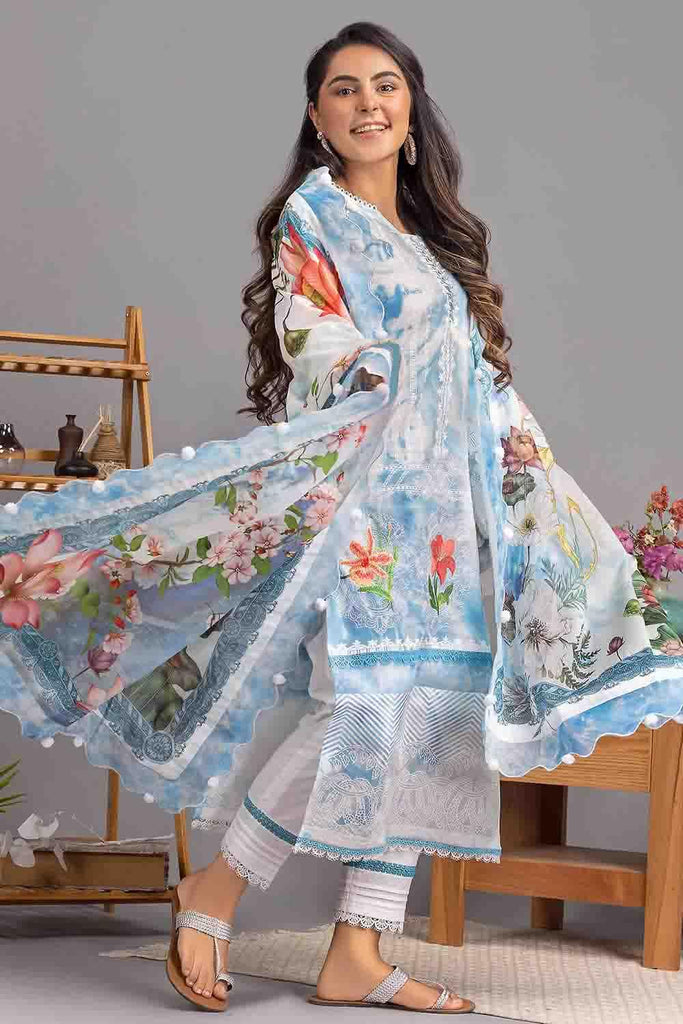 Gul Ahmed La'Fleur Collection – 3PC Lawn Embroidered Suit with Printed Dupatta DN-22089