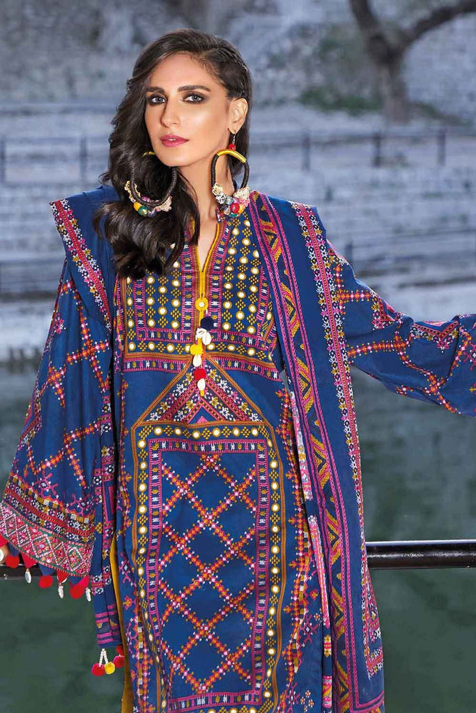 Gul Ahmed Summer 2022 · Essential 3PC Collection – 3PC Silver Printed and Embroidered Lawn Suit CL-1309