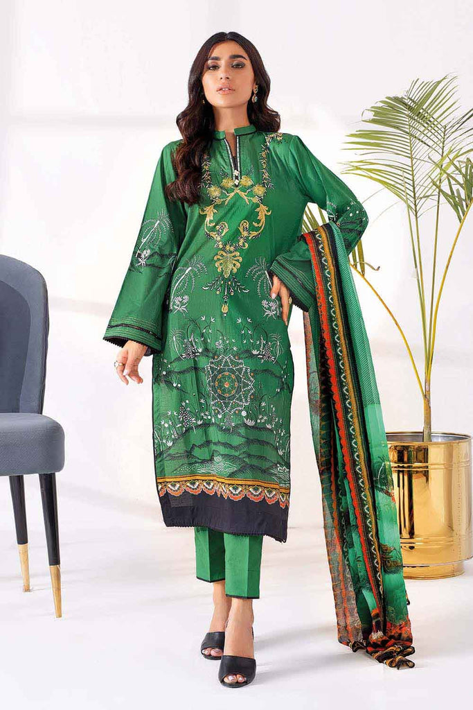 Gul Ahmed Summer · Premium Collection – 3PC Embroidered Lawn Suit With Digital Printed Chiffon Dupatta BM-168