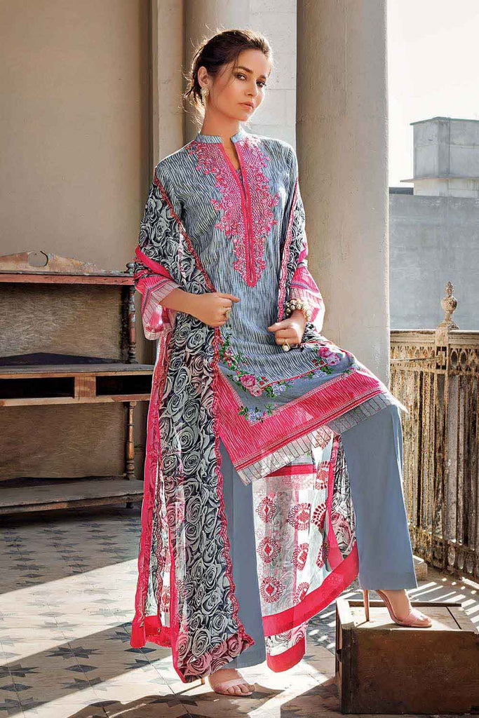 Gul Ahmed Summer · Premium Collection – 3PC Embroidered Lawn Suit With Schiffli Embroidered Chiffon Dupatta BCT-12003
