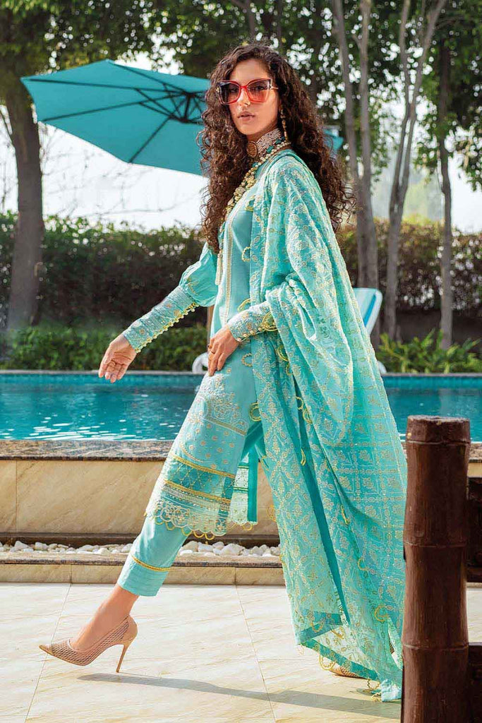 Gul Ahmed Summer 2022 · Premium Collection – 3PC Sequins Embroidered Lawn Suit With Embroidered Chiffon Dupatta PM-22021