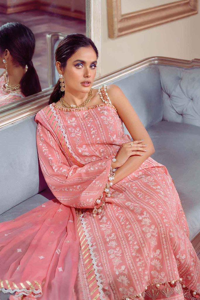 Gul Ahmed Summer · Premium Collection – 3PC Swiss Voile Embroidered Suit With Embroidered Chiffon Dupatta LSV-22003