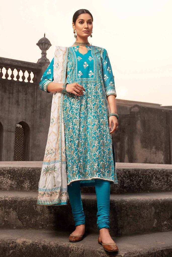 Gul Ahmed Summer Vintage Garden – 3PC Lawn Gold and Lacquer Printed Suit CL-32426 A