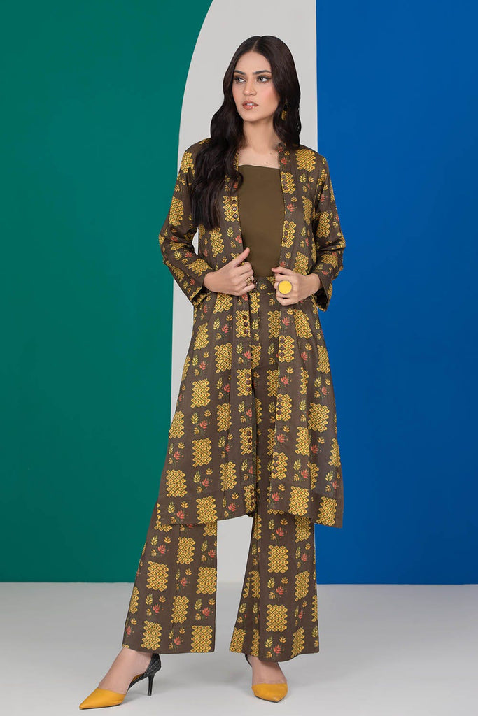 Gul Ahmed Winter Charcoal Collection – 2PC Linen Digital Printed Suit VT-22020