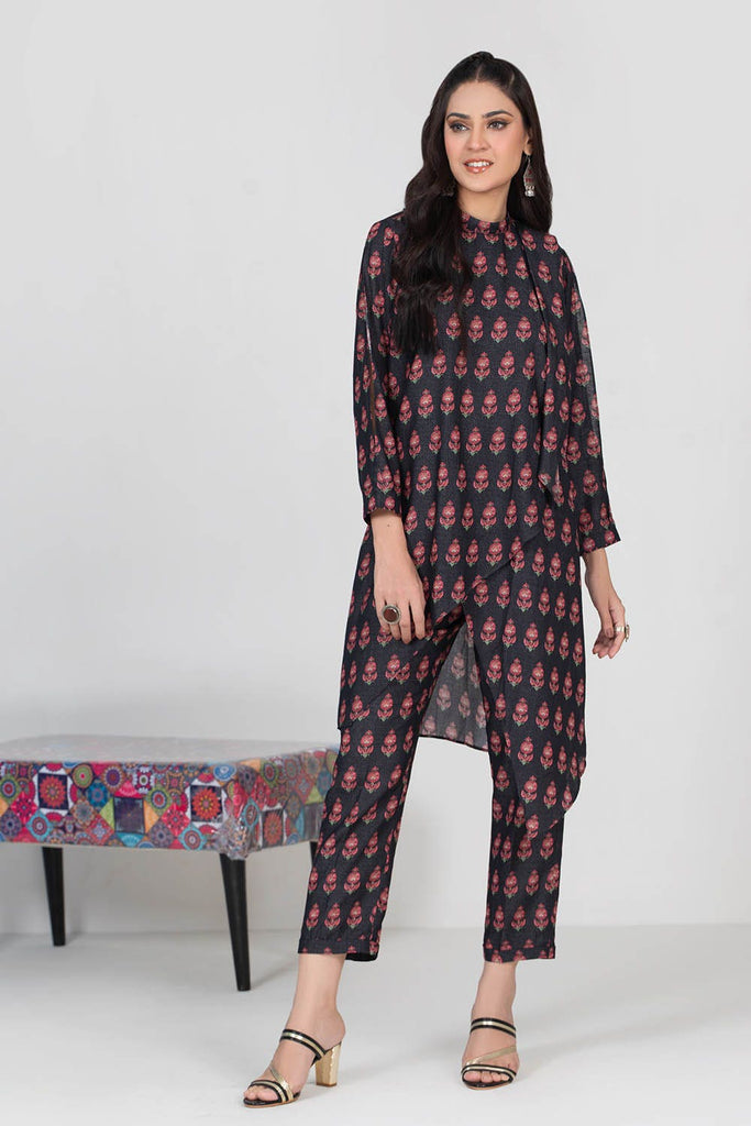 Gul Ahmed Winter Charcoal Collection – 2PC Linen Karandi Digital Printed Suit WT-22004