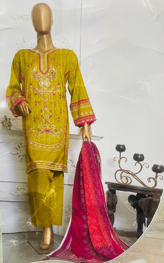 Mairah Printed Linen Embroidered - Design-08