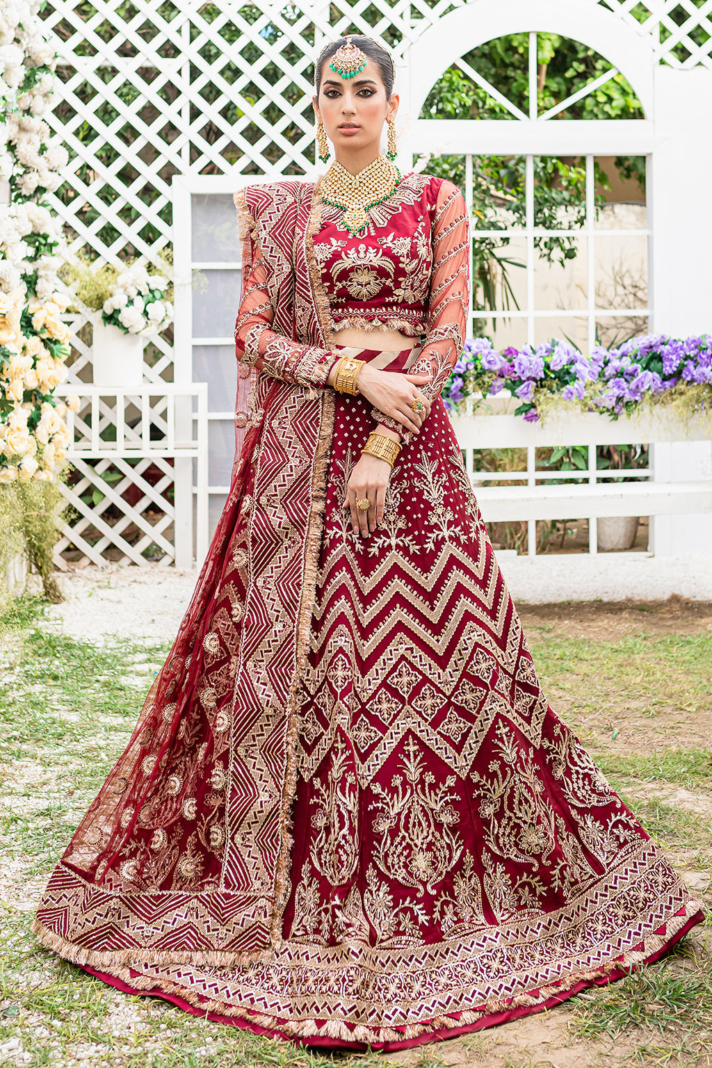 Gisele A'La Mode Dahlia: Maroon Pakistani Bridal Suit | Net Embroidered Wedding Dress YourLibaas Gisele A'La Mode Dahlia: Maroon Pakistani Bridal Suit | Net Embroidered Wedding Dress YourLibaas