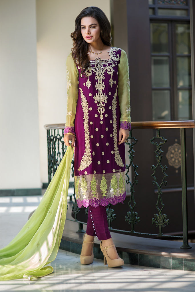 Iznik Luxury Chiffon Collection 2016 – Violet IZK02 - YourLibaas
 - 1