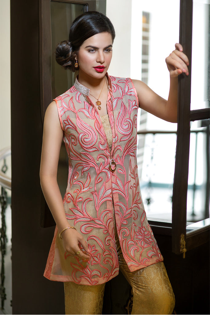 Iznik Luxury Chiffon Collection 2016 – Peach Modern IZK08 - YourLibaas
 - 1