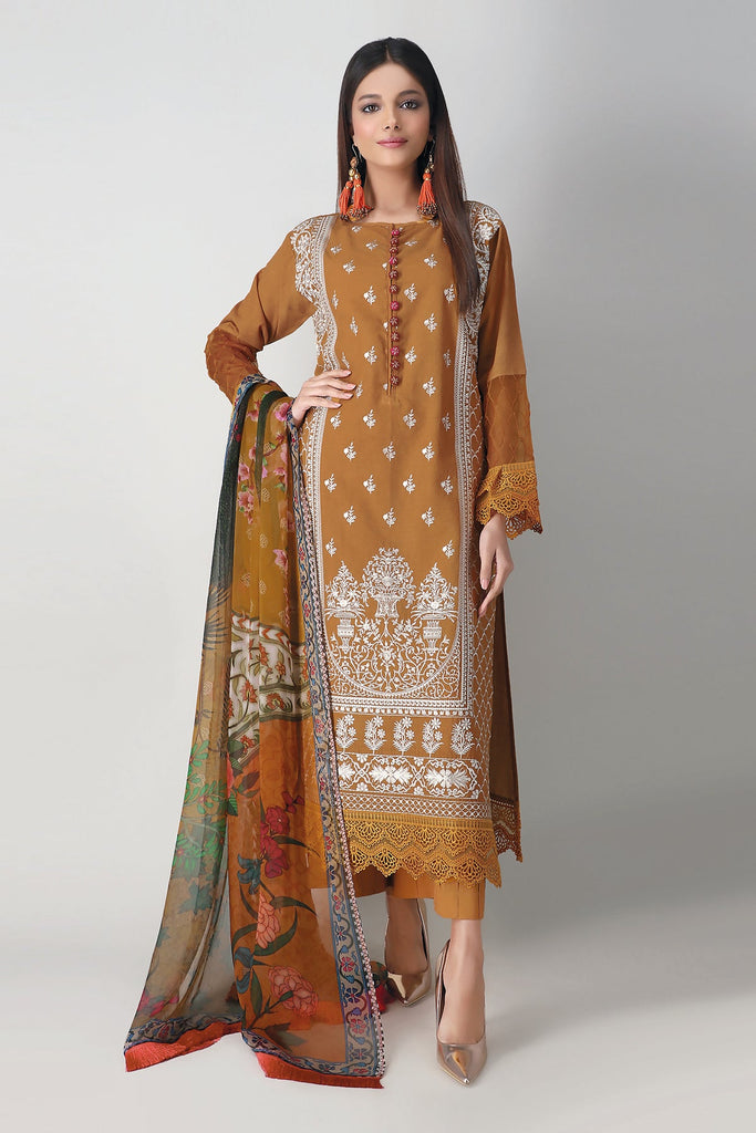 Khaadi Embroidered 2 Piece Suit · Kameez Dupatta – Y21103 Brown