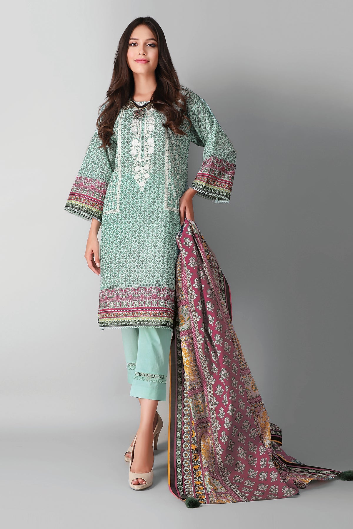 Khaadi Embroidered 3 Piece Full Suit B2103025 Green YourLibaas