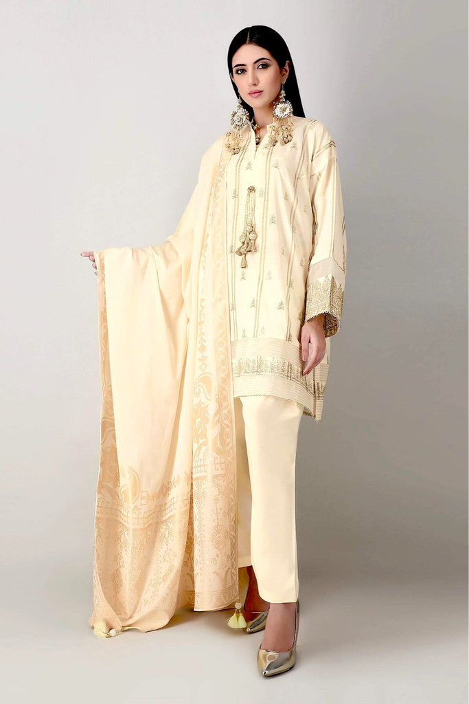 Khaadi Embroidered 3 Piece Suit · Calming Ride – K21115 Off White