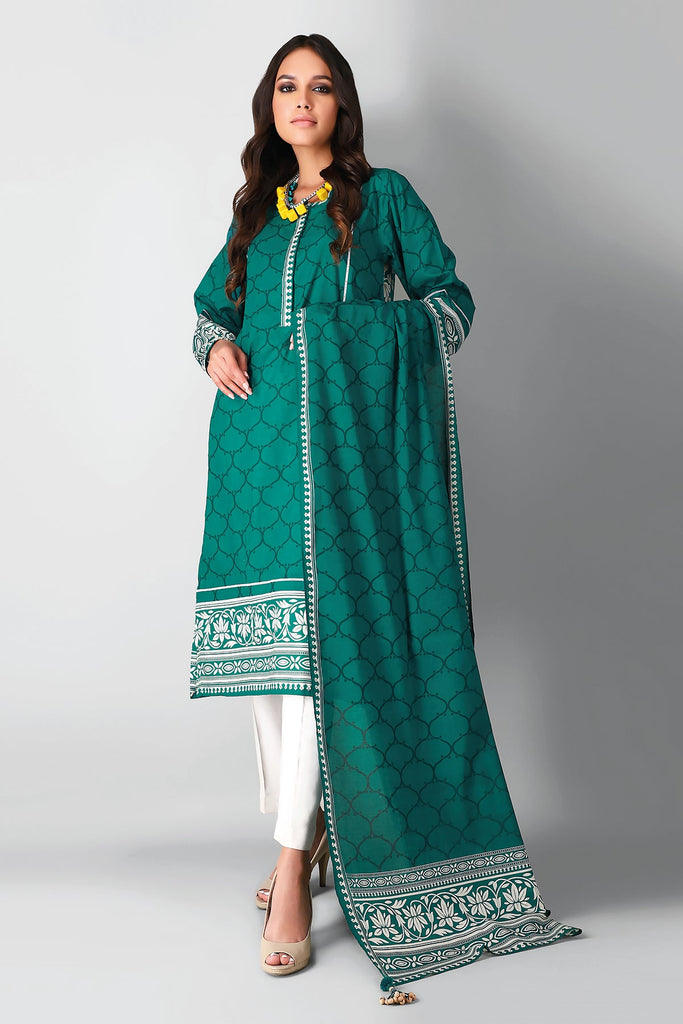 Khaadi Printed 2 Piece Suit · Kameez Dupatta – L21228 Green