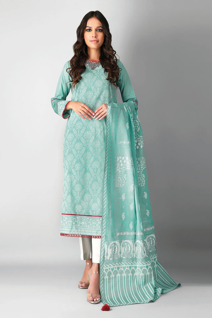 Khaadi Printed 2 Piece Suit · Kameez Dupatta – L21231 Green