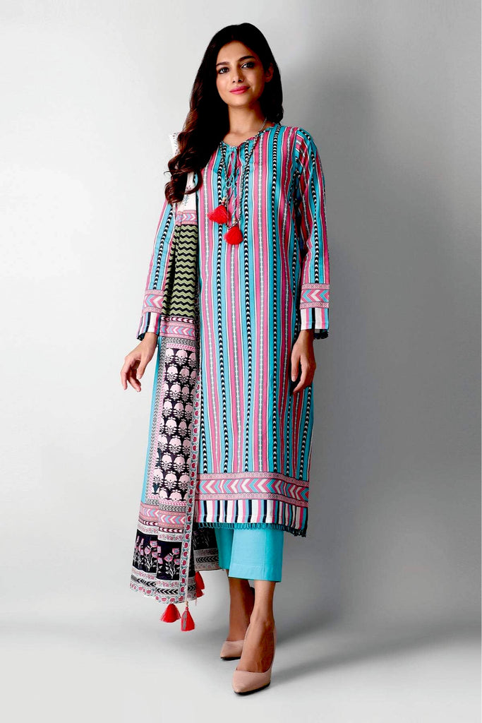 Khaadi Printed 3 Piece · Full Suit – A2104031 Purple