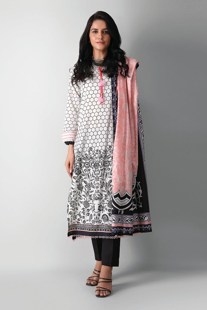 Khaadi Printed 3 Piece · Full Suit – A210540 Yellow