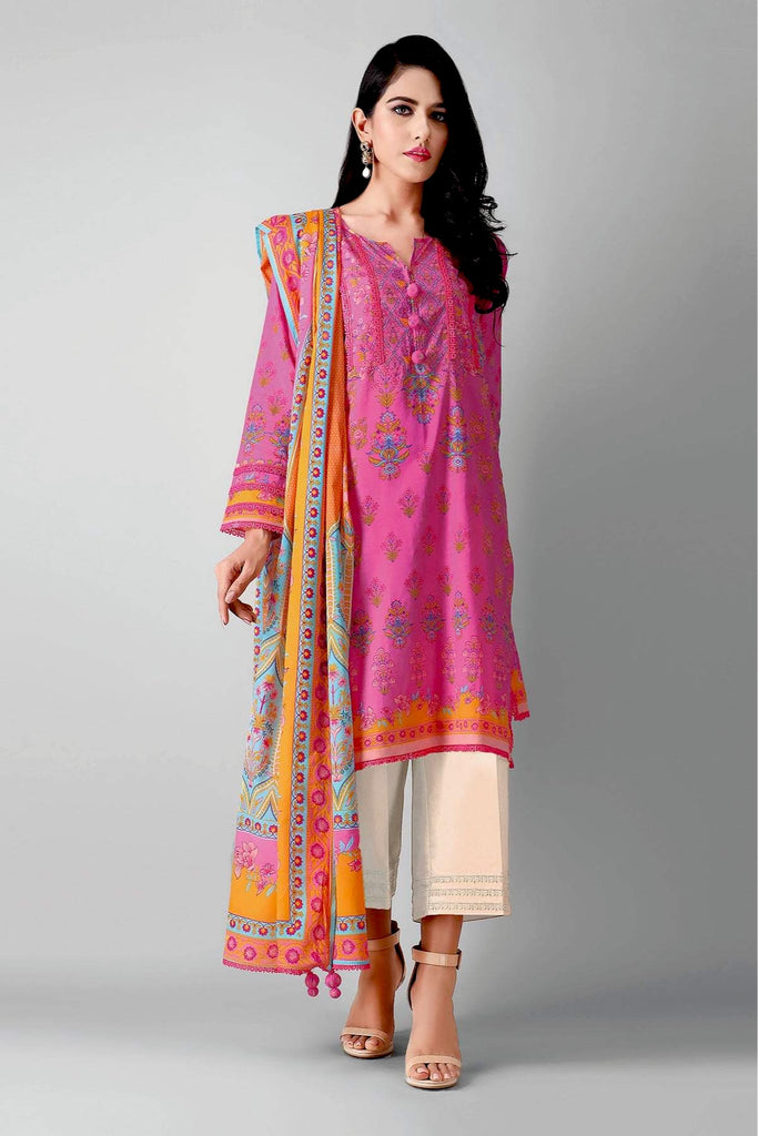 Khaadi Printed 3 Piece · Full Suit – A21305 Pink