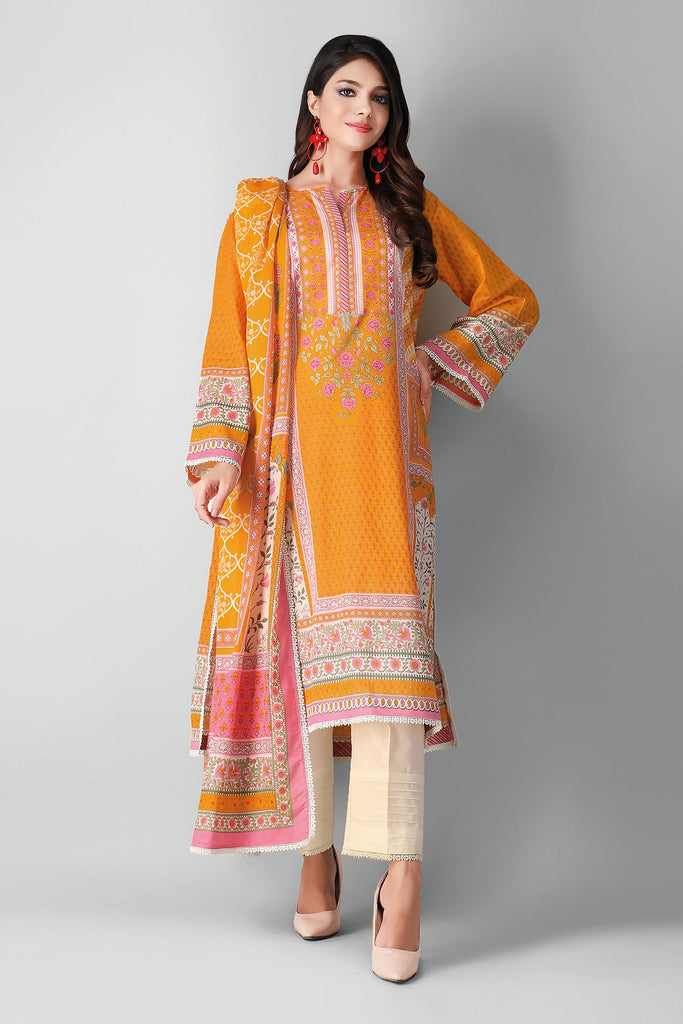 Khaadi Printed 3 Piece · Full Suit – A21306 Yellow