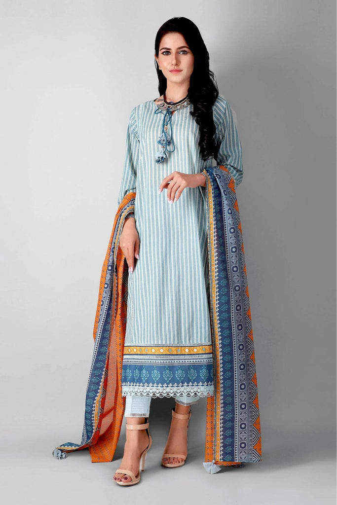 Khaadi Printed 3 Piece Suit · Full Suit – A21337B- White