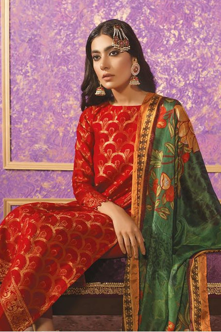 Khaadi Festive Luxury Collection 2019 – LCN19206 Red 3Pc