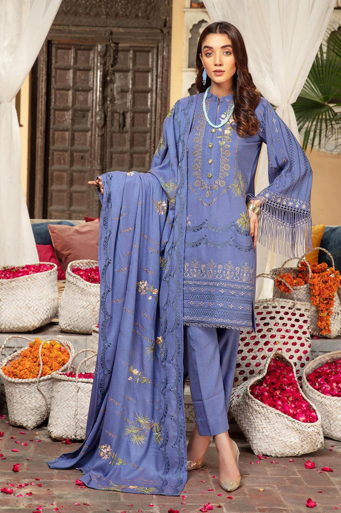 Khoobseerat by Shaista - Peach Embroidery Winter Collection (with Wool Shawl) – DN-277
