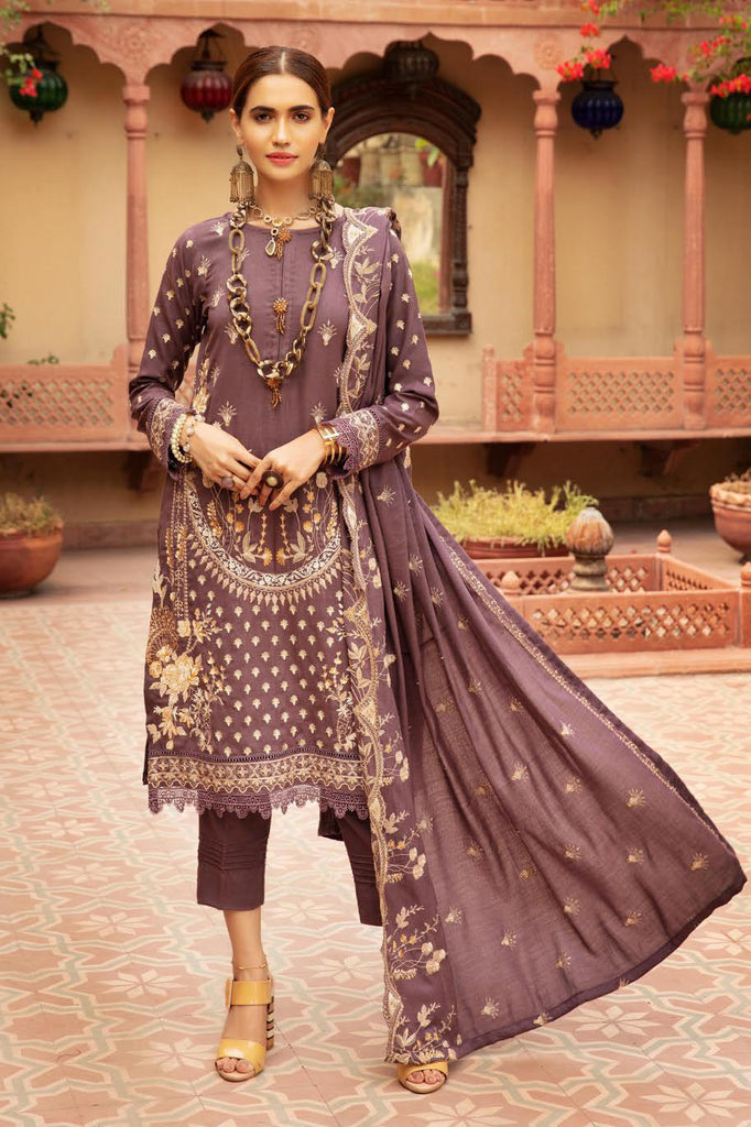 Khoobseerat by Shaista - Peach Embroidery Winter Collection (with Wool Shawl) – DN-282